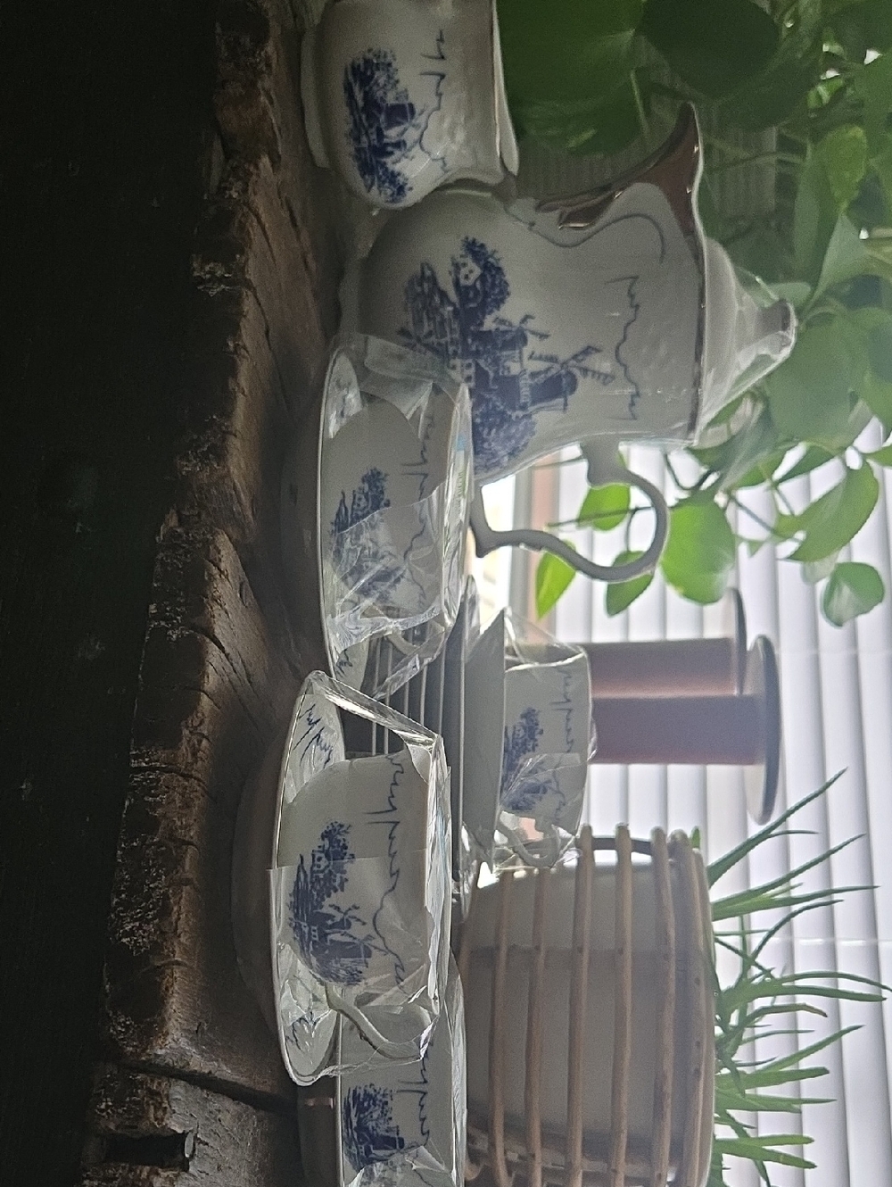 Vintage Polish Blue and White Porcelain Tea Set - Scenic Transferware